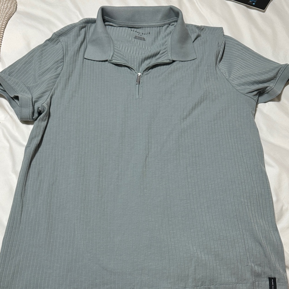 Men's light green zip Polo Shirt